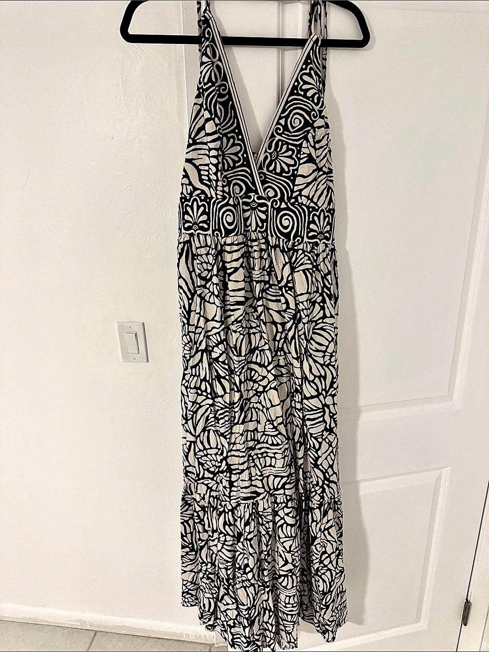 Free People FP One Ciella Printed Maxi Dress Black & White Large